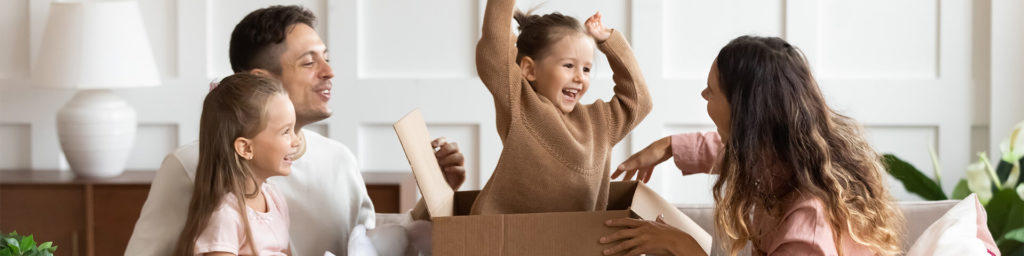 Family unboxing, New Home, Real Estate